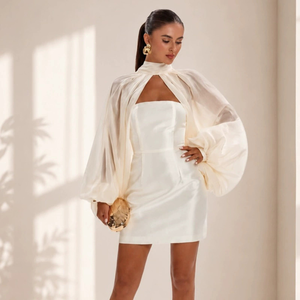 Forever 21 Solid Elegant Strapless Tie Waist Fall Dress